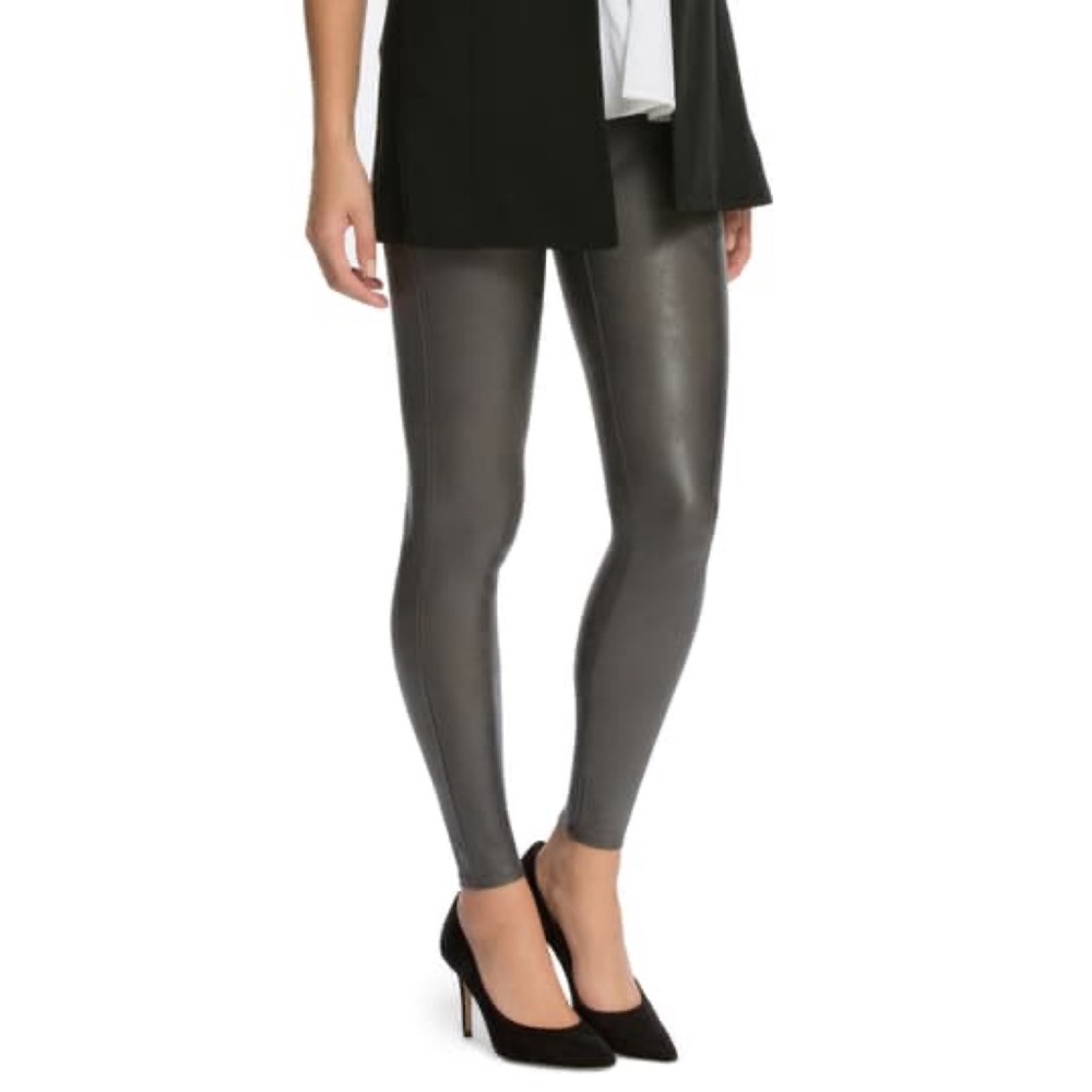 Spanx Faux Leather Leggings in Color Gunmetal - Picture 3 of 6